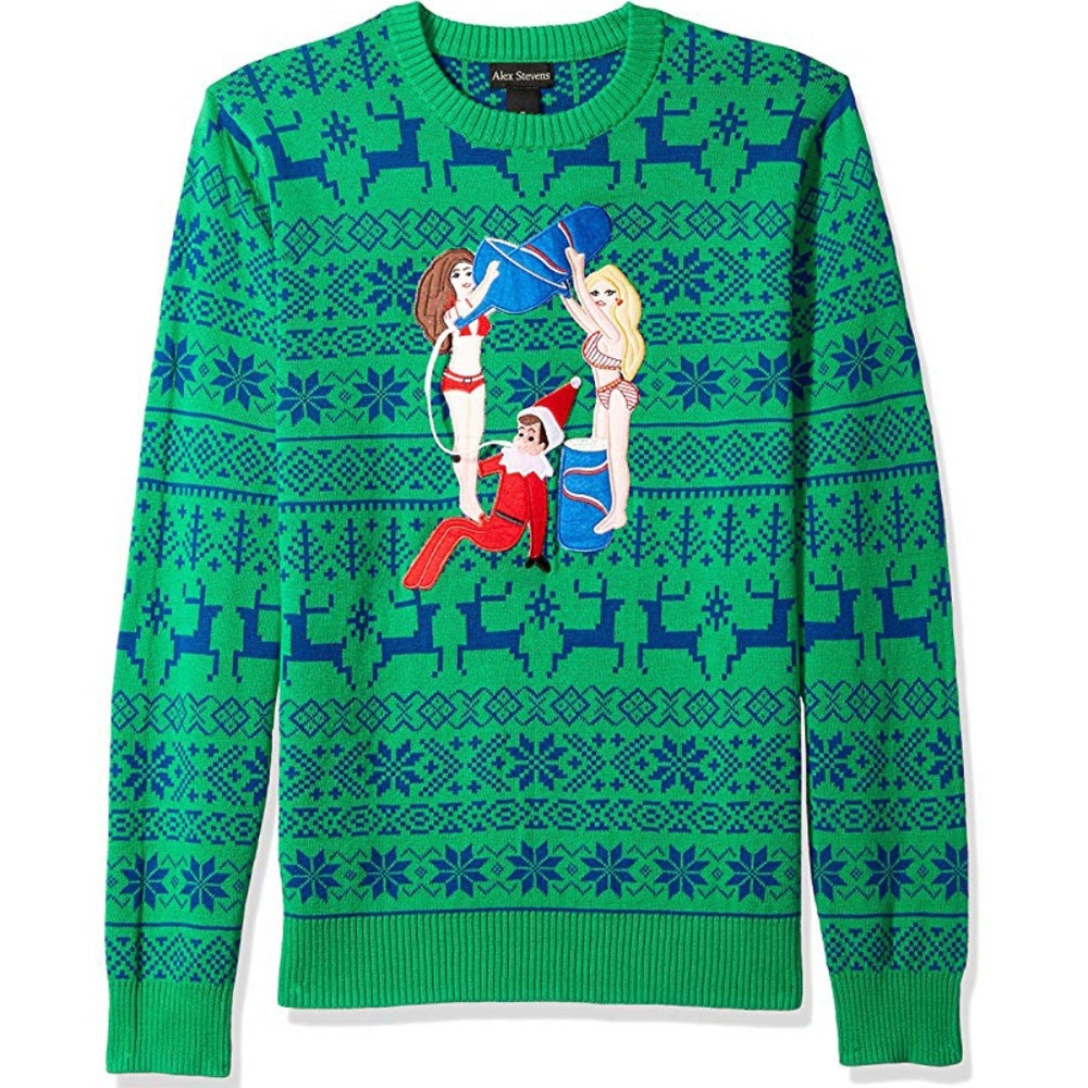 Alex Stevens Men's Drunk Elf Ugly Holiday Sweater